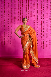 Padmini Rust Tussar Silk Saree